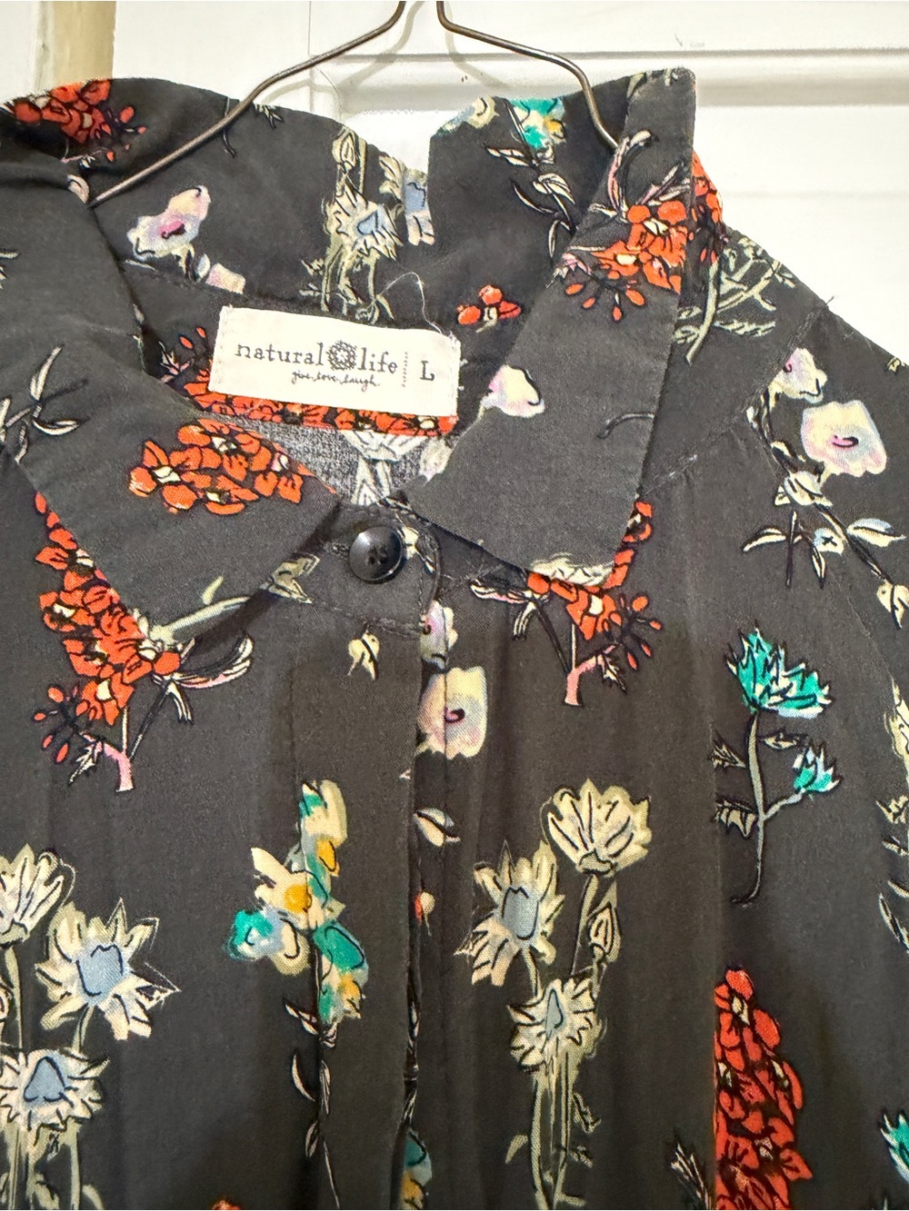 NATURAL LIFE  Long-Sleeve Floral Maxi Dress with Red & Green Accents - Picture 2 of 2
